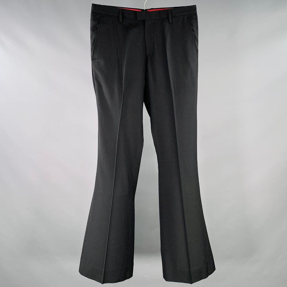 J. LINDEBERG Size 32 Black Wool Flat Front Dress Pants